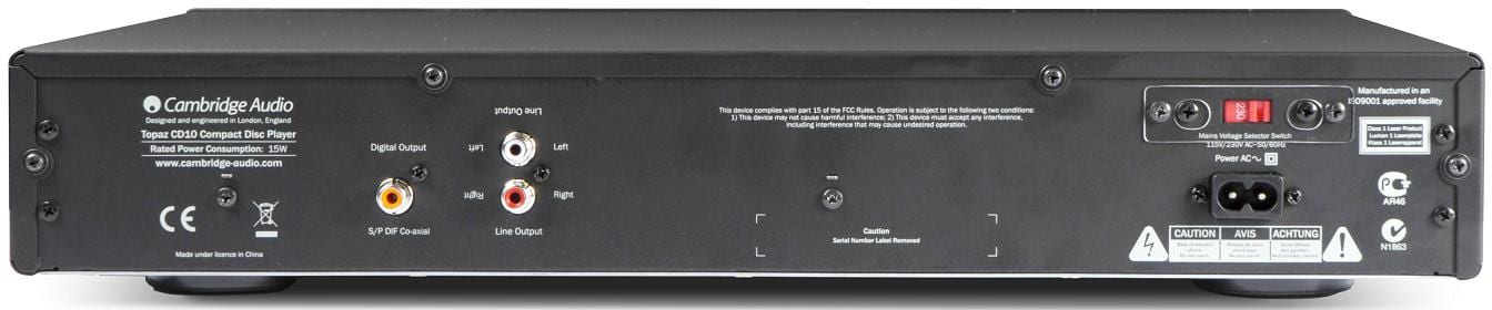 Cambridge Audio Topaz CD10 zwart - achterkant - CD speler