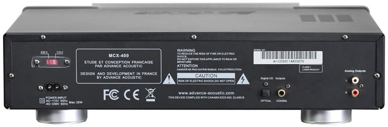 Advance Acoustic MCX 400 - achterkant - CD speler