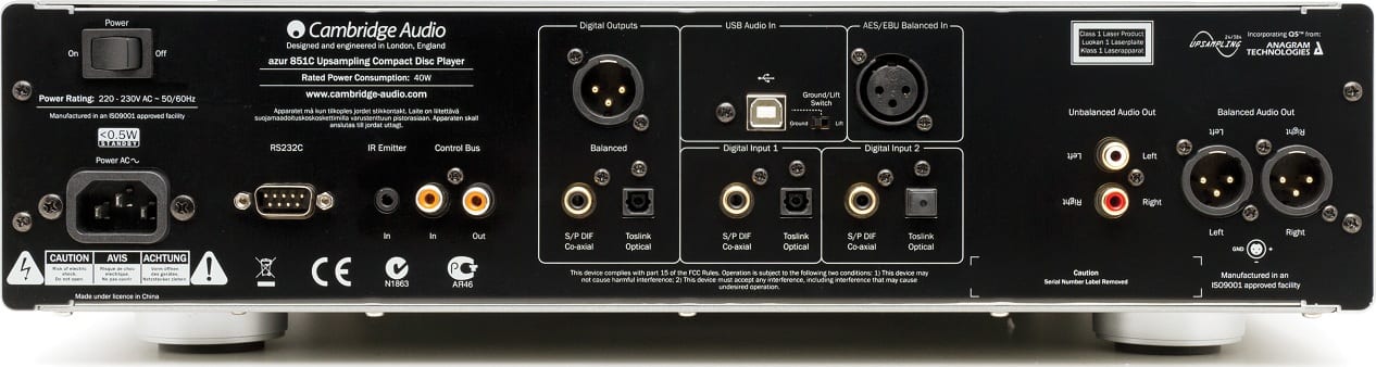Cambridge Audio Azur 851C zwart - achterkant - CD speler