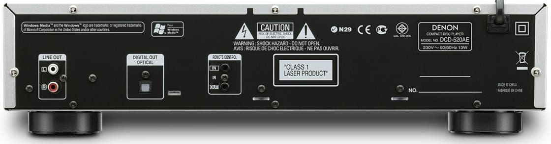 Denon DCD-520AE zilver - achterkant - CD speler