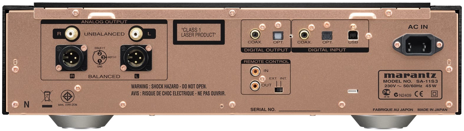 Marantz SA-11S3 goud - achterkant - CD speler