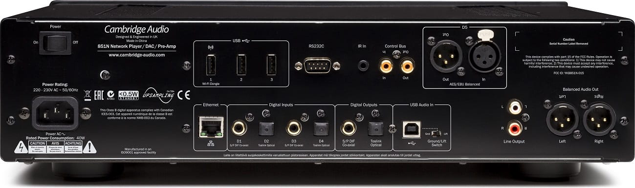 Cambridge Audio Azur 851N zwart - achterkant - Audio streamer