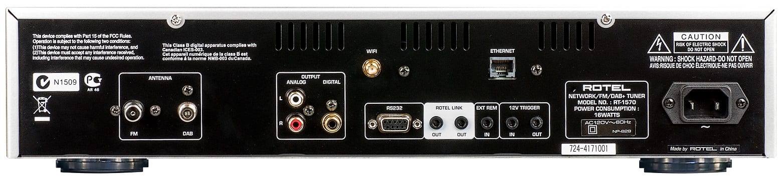 Rotel RT-1570 zwart - achterkant - Audio streamer