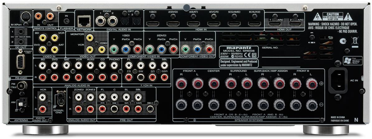 Marantz SR6006 zilver/goud - achterkant - AV Receiver