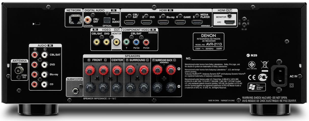 Denon AVR-2113 zwart - achterkant - AV Receiver