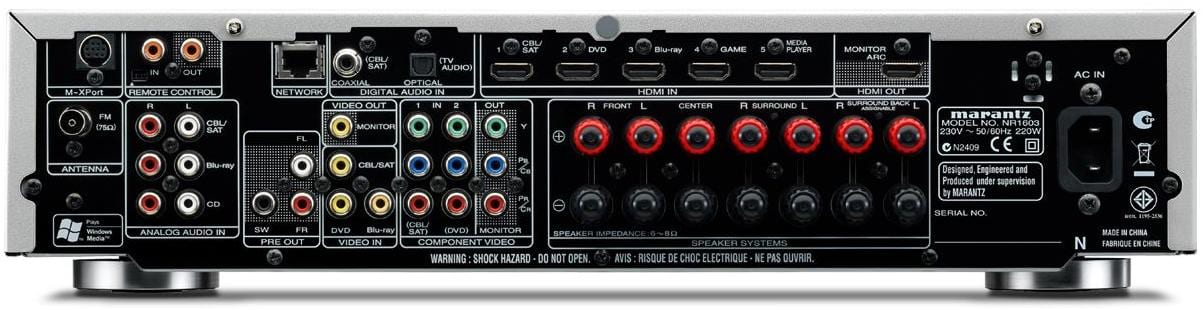 Marantz NR1603 zilver/goud - achterkant - AV Receiver