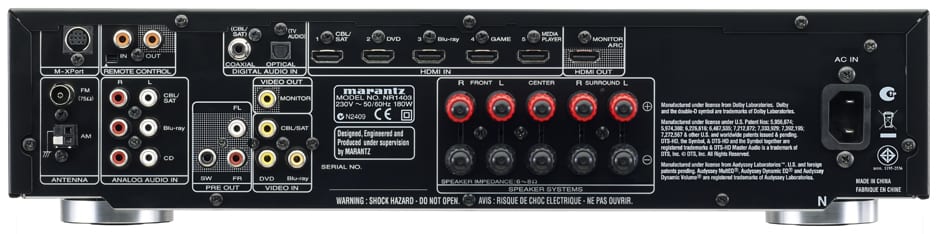 Marantz NR1403 zilver/goud - achterkant - AV Receiver