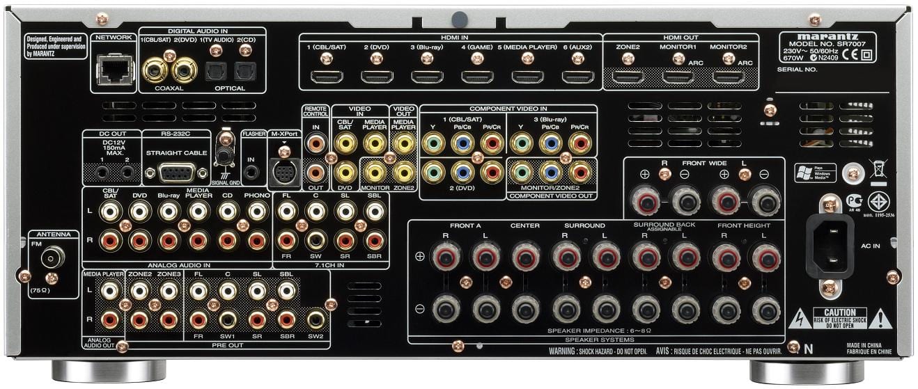 Marantz SR7007 zilver/goud - achterkant - AV Receiver