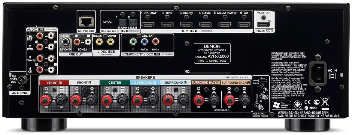 Denon AVR-X2000 zwart - achterkant - AV Receiver