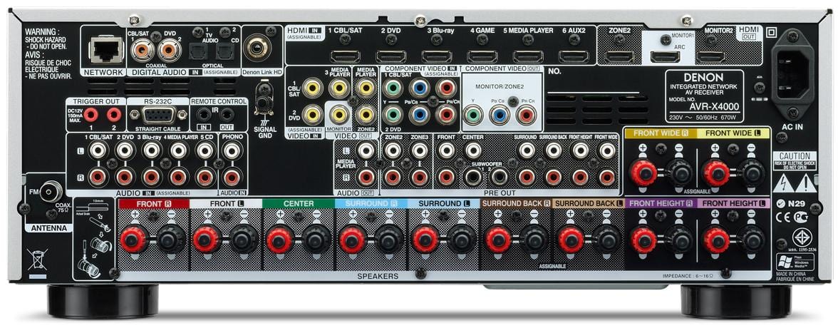 Denon AVR-X4000 premium zilver - achterkant - AV Receiver