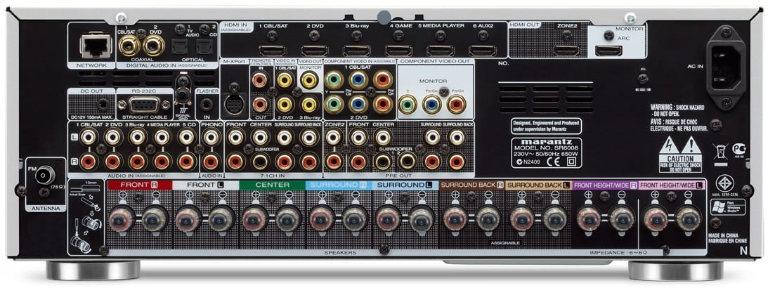 Marantz SR6008 zilver/goud - achterkant - AV Receiver