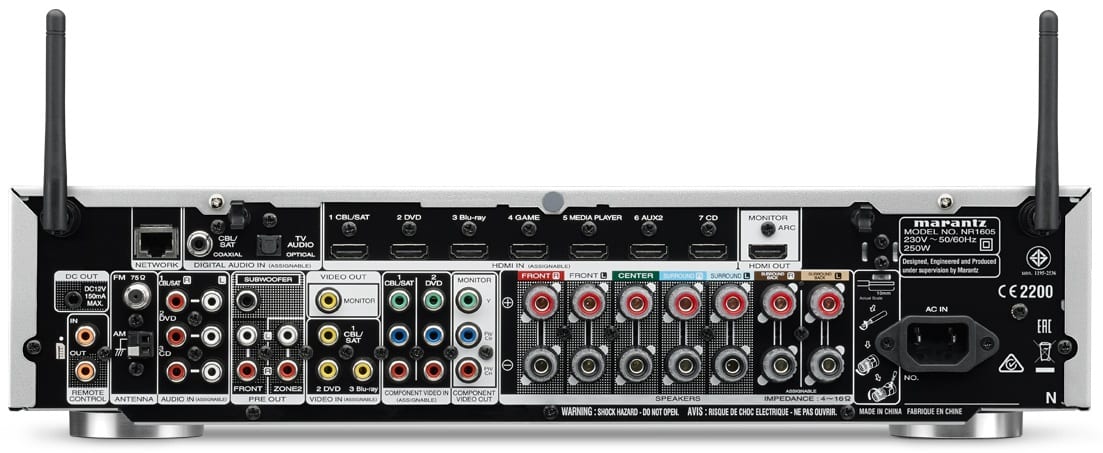 Marantz NR1605 zilver/goud - achterkant - AV Receiver