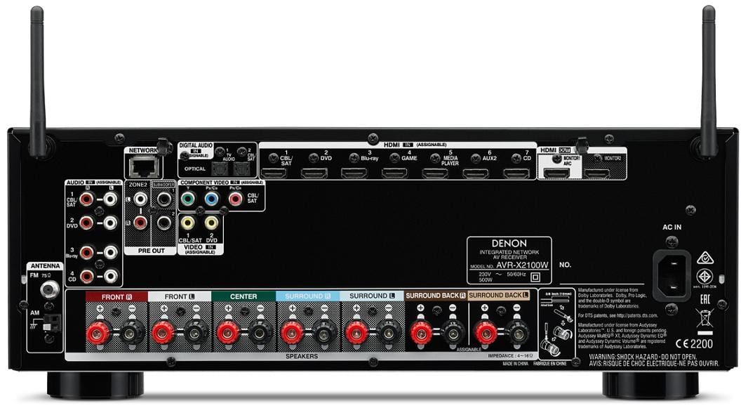 Denon AVR-X2100W zwart - achterkant - AV Receiver