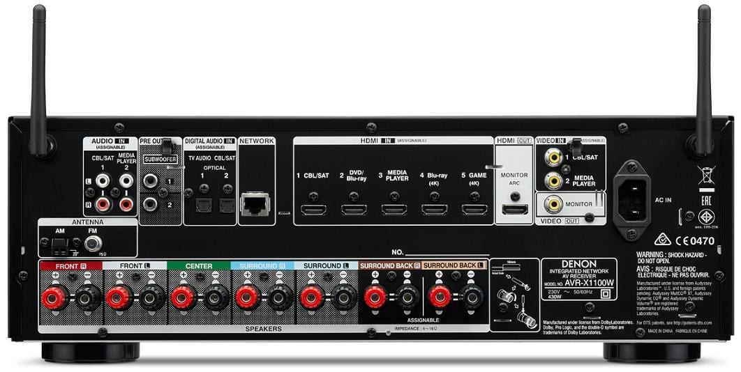 Denon AVR-X1100W zwart - achterkant - AV Receiver
