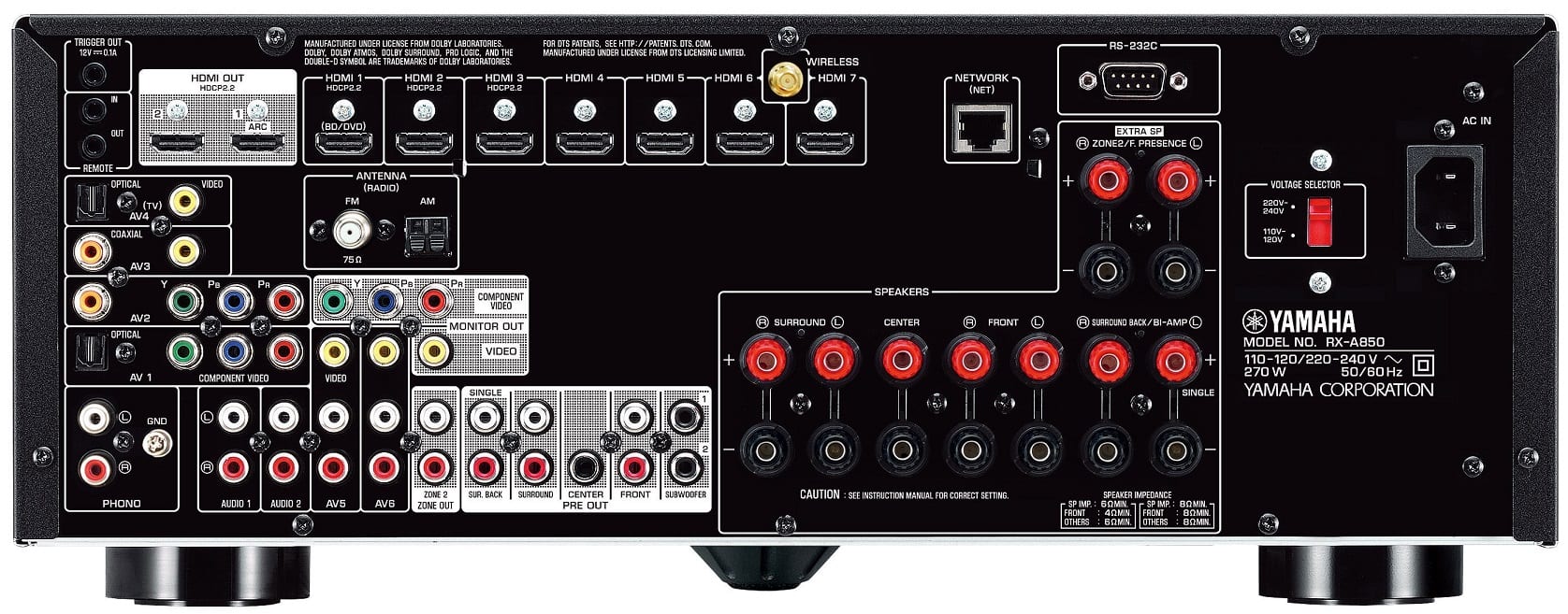 Yamaha RX-A850 zwart - achterkant - AV Receiver