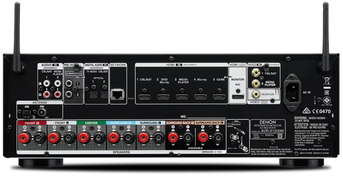 Denon AVR-X1200W zwart - achterkant - AV Receiver