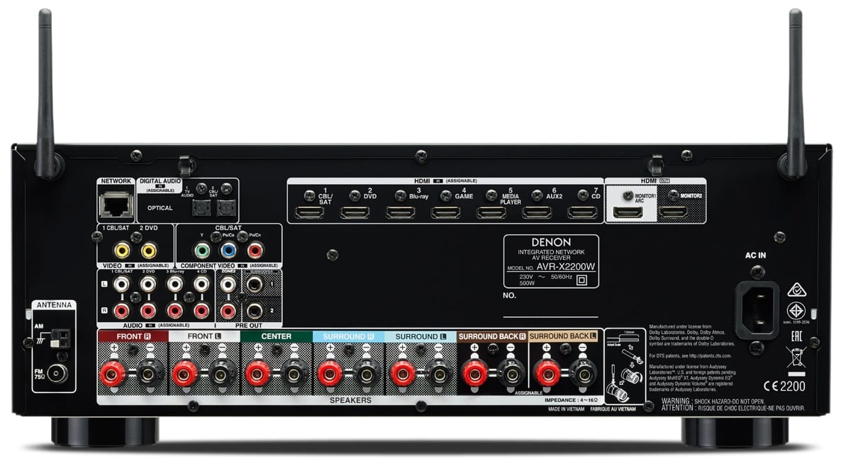 Denon AVR-X2200W zwart - achterkant - AV Receiver