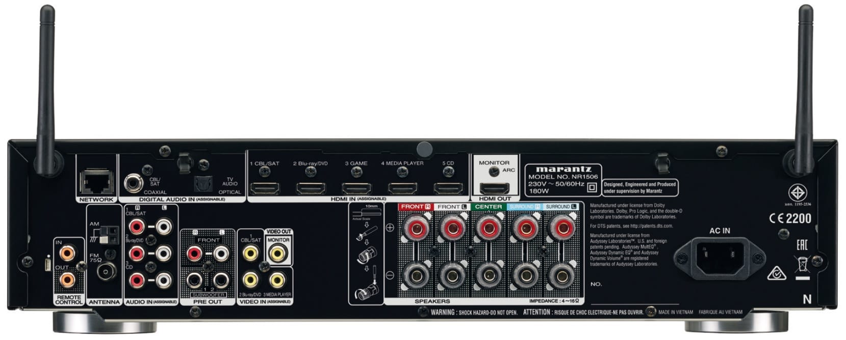 Marantz NR1506 zwart - achterkant - AV Receiver