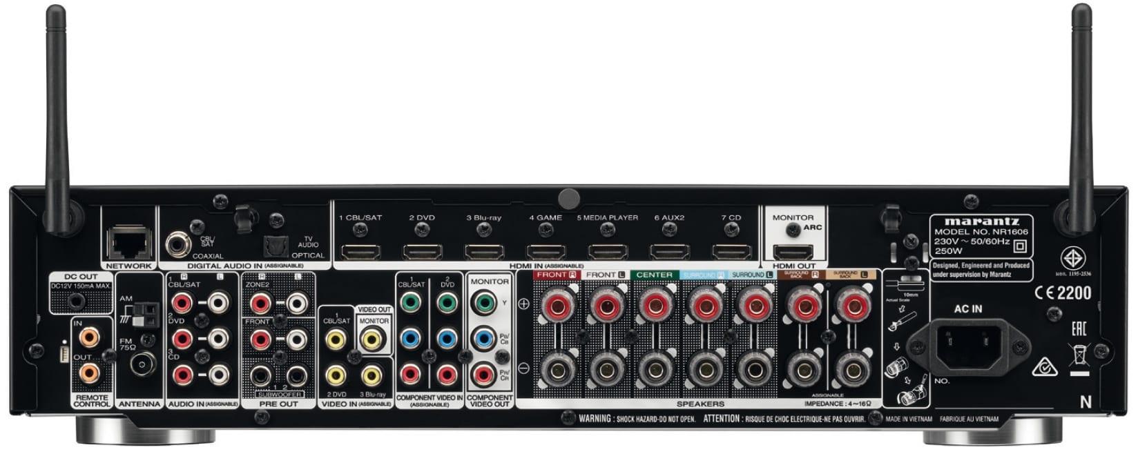 Marantz NR1606 zwart - achterkant - AV Receiver