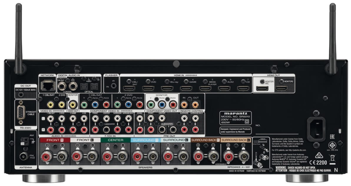 Marantz SR5010 zilver/goud - achterkant - AV Receiver