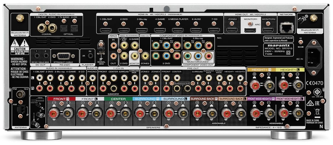 Marantz SR7010 zilver/goud - achterkant - AV Receiver