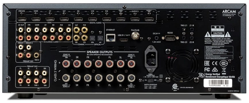 Arcam AVR550 - achterkant - AV Receiver