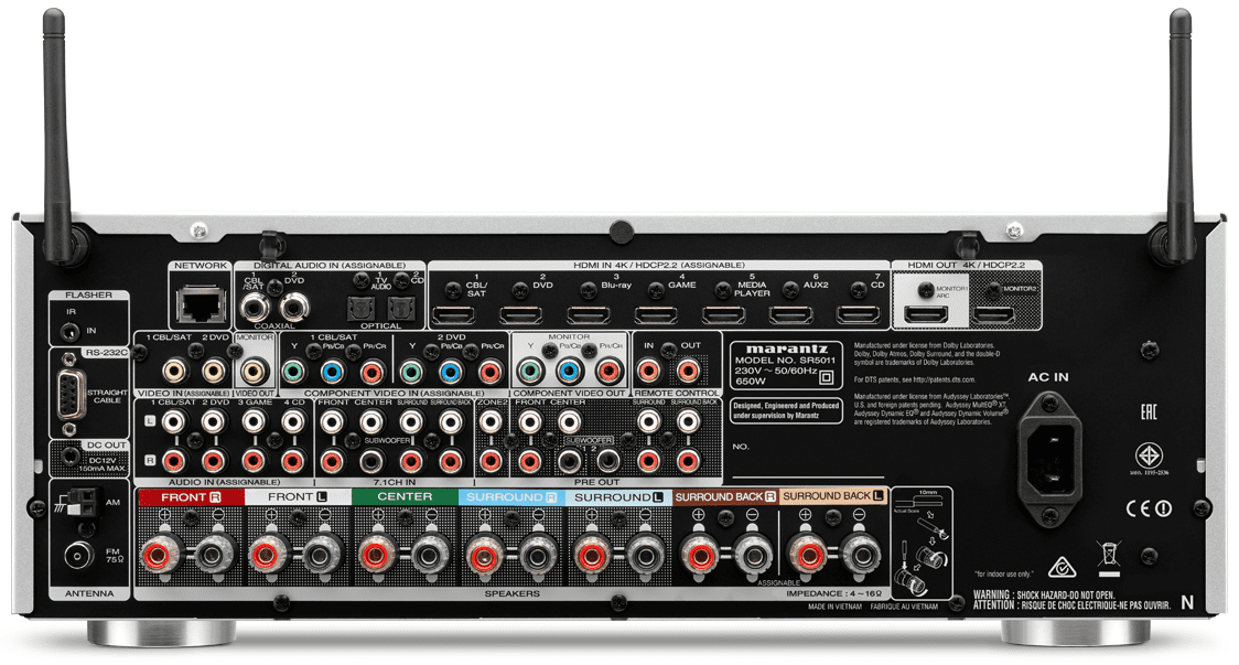Marantz SR5011 zilver/goud - achterkant - AV Receiver
