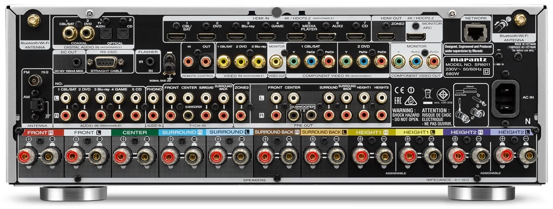 Marantz SR6011 zilver/goud - achterkant - AV Receiver