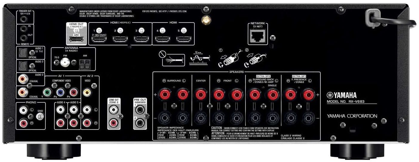 Yamaha RX-V683 zwart - achterkant - AV Receiver
