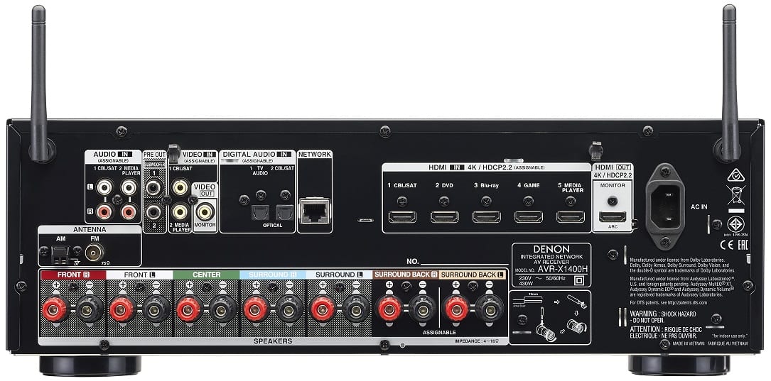 Denon AVR-X1400H zwart - achterkant - AV Receiver