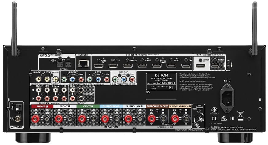 Denon AVR-X2400H zwart - achterkant - AV Receiver