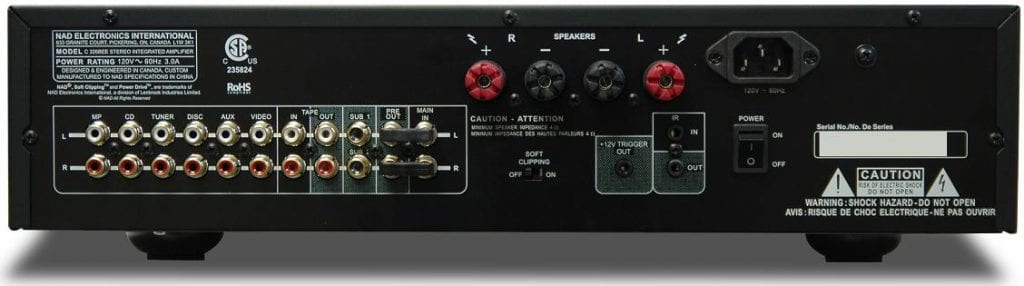 NAD C326BEE titanium - achterkant - Stereo versterker
