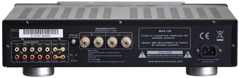 Advance Acoustic MAX 150 - achterkant - Stereo versterker
