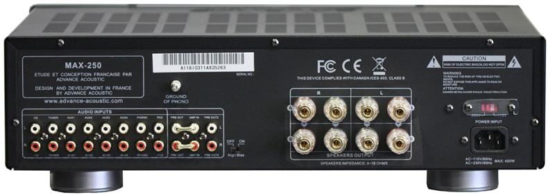Advance Acoustic MAX 250 - achterkant - Stereo versterker