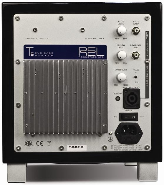 REL T5 zwart hoogglans - achterkant - Subwoofer