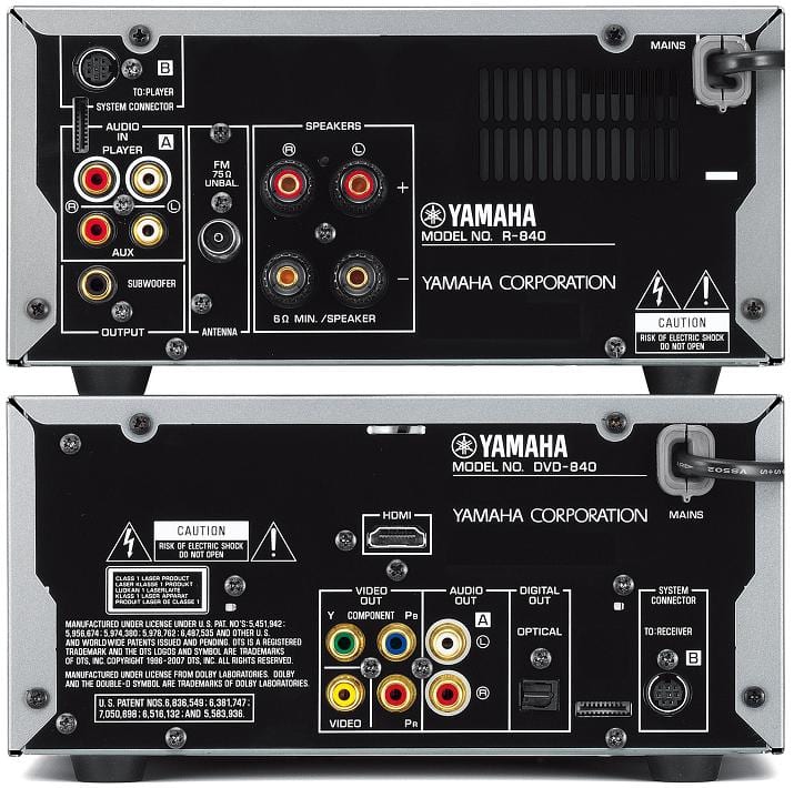 Yamaha PianoCraft MCR-840 zwart/zwart - achterkant - Miniset