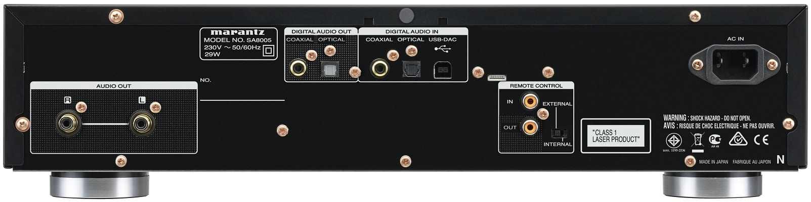 Marantz SA8005 zilver/goud - achterkant - CD speler