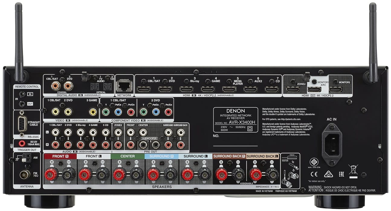 Denon AVR-X3400H zwart - achterkant - AV Receiver