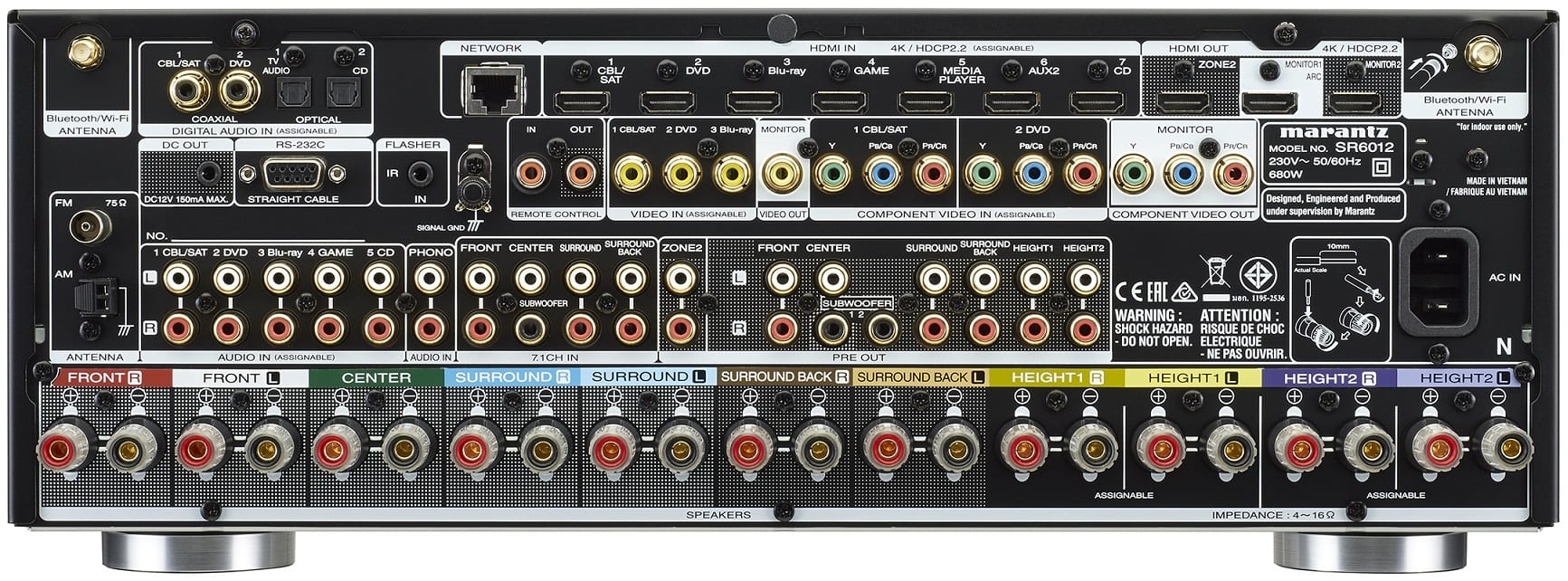 Marantz SR6012 zwart - achterkant - AV Receiver