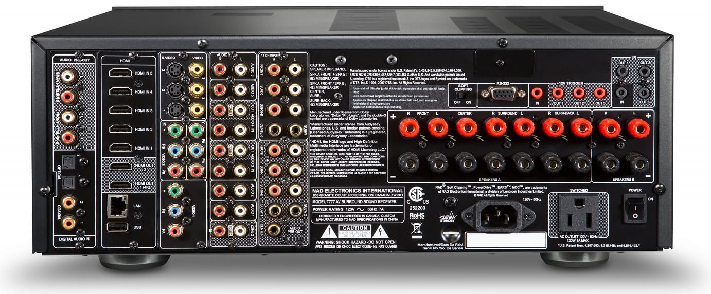 NAD T777 V3 graphite - achterkant - AV Receiver