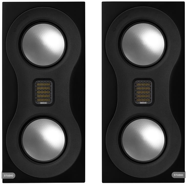 Monitor Audio Studio zwart - frontaanzicht paar - Boekenplank speaker