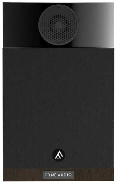 Fyne Audio F300 walnut - frontaanzicht met grill - Boekenplank speaker