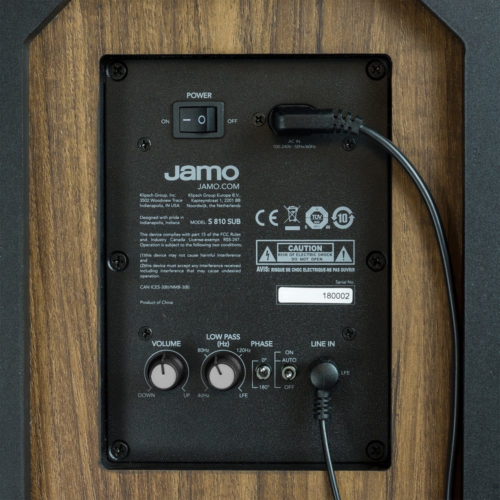 Jamo Studio S 808 SUB walnoot - achterkant - Subwoofer