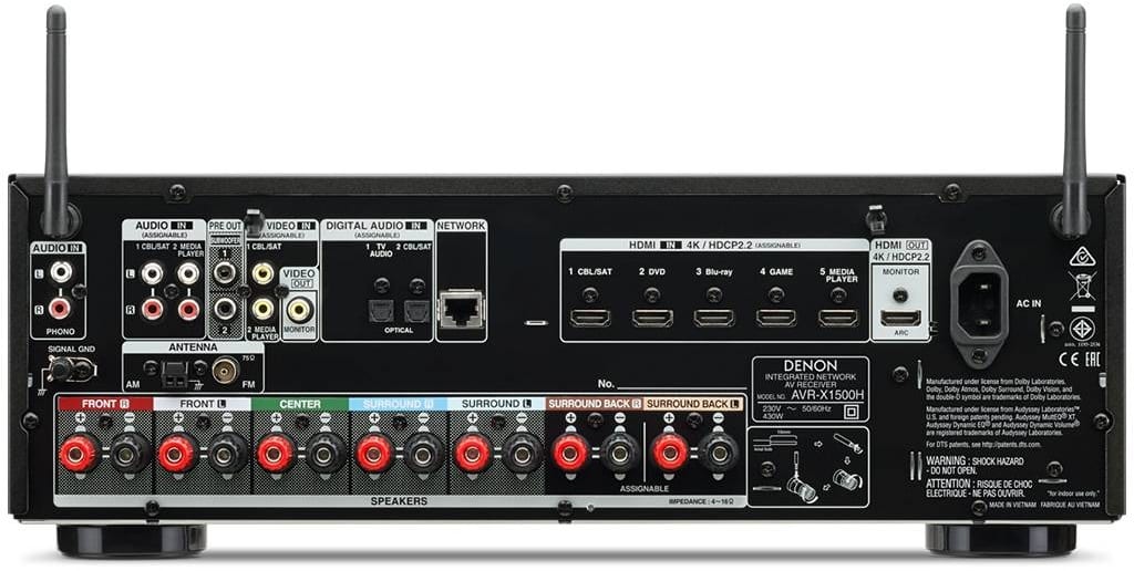 Denon AVR-X1500H zwart - achterkant - AV Receiver