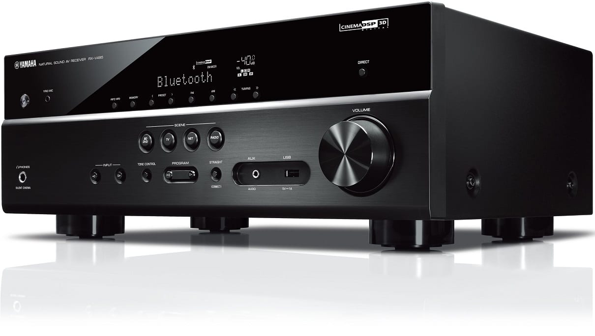 Yamaha RX-V485 zwart - zij frontaanzicht - AV Receiver