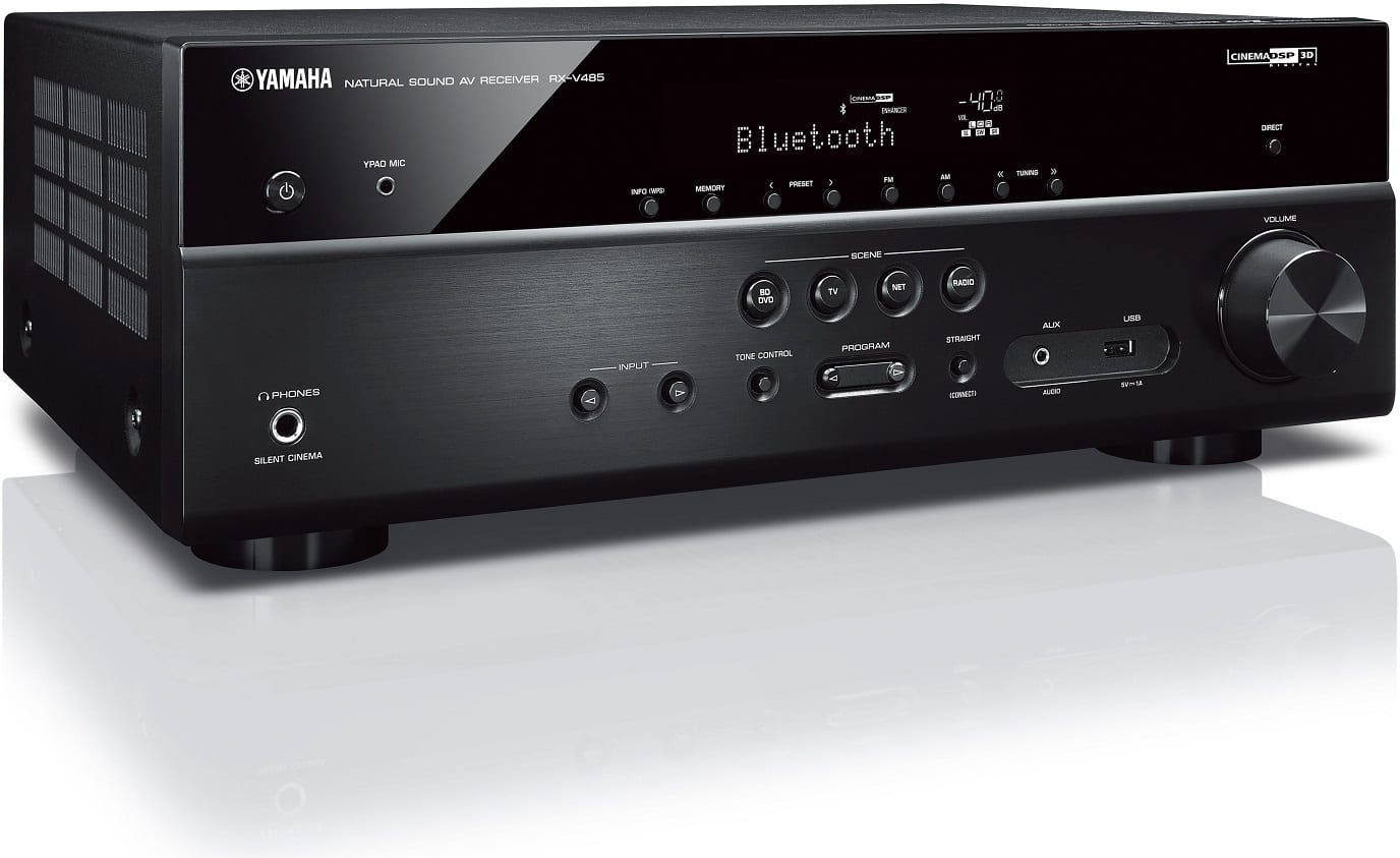 Yamaha RX-V485 zwart - zij frontaanzicht - AV Receiver