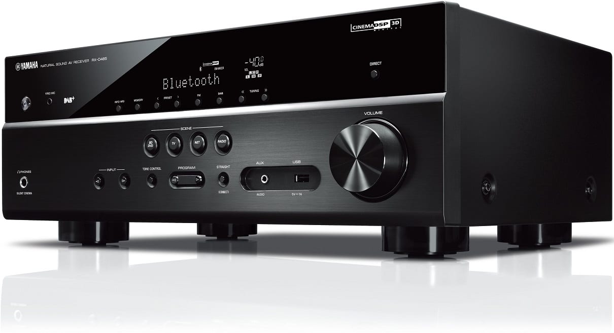 Yamaha RX-D485 zwart - zij frontaanzicht - AV Receiver