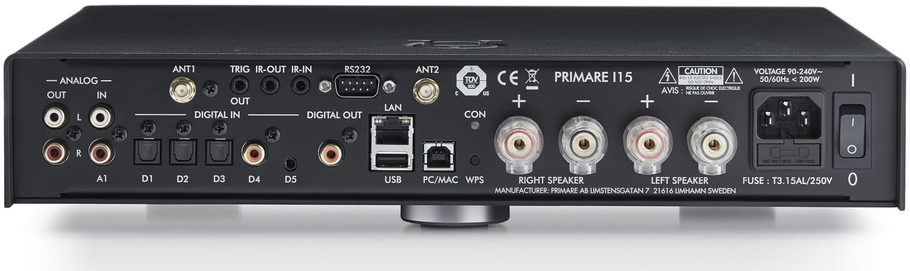 Primare I15 Prisma titanium - achterkant - Stereo receiver