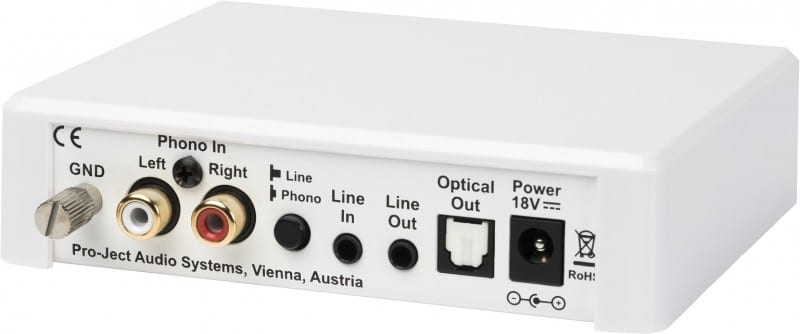 Pro-Ject Optical Box E phono wit - achterkant - Phono voorversterker
