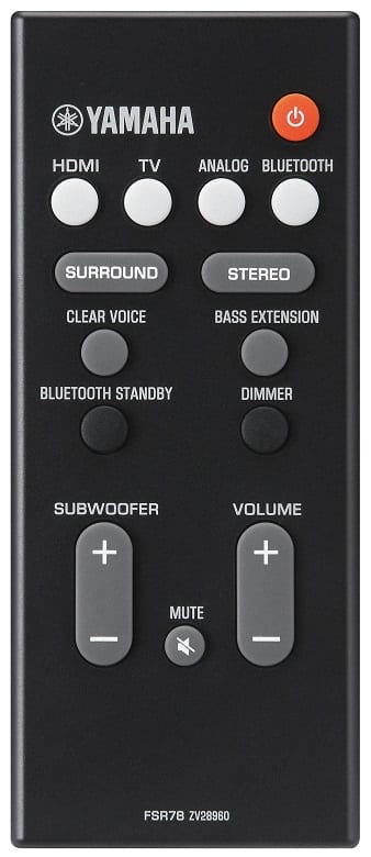 Yamaha YAS-106 zwart - afstandsbediening - Soundbar